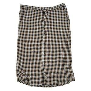 Brixton Womens Medium Plaid‎ Button Front Midi Pencil Skirt Tan Black White